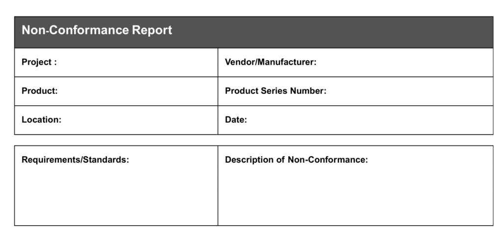 non conformance report example